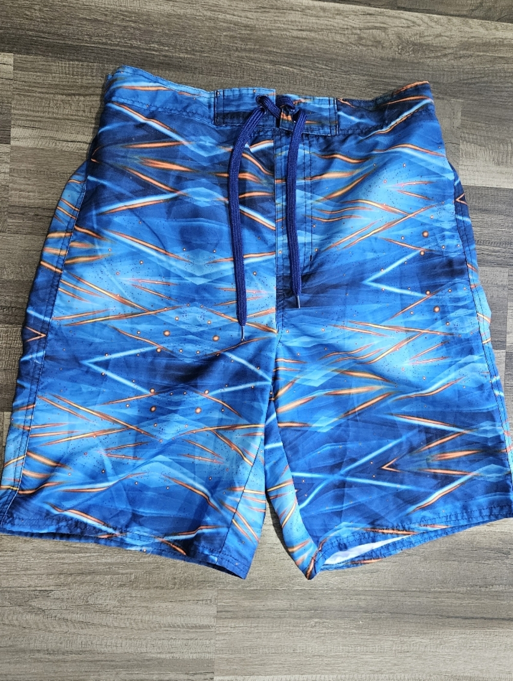 Route 66 Men’s Blue and Orange Swim Trunks